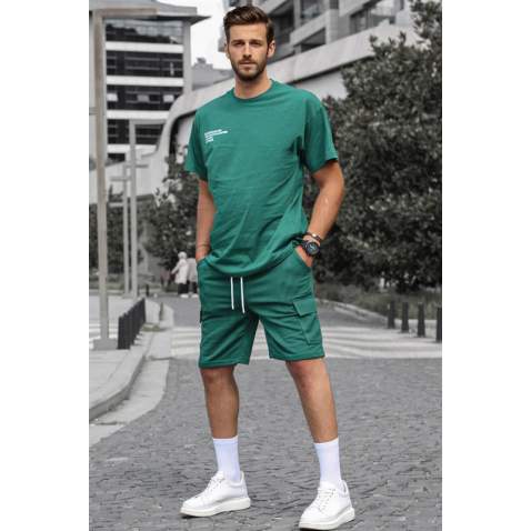 Madmext Men Oversize Green Shorts Set 5391 - Yeşil