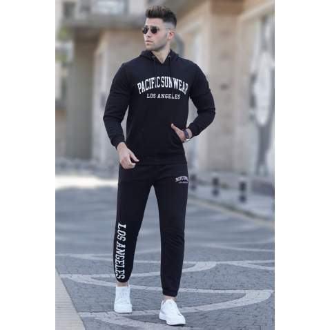 Madmext Men Printed Black Tracksuit 5283 - Siyah