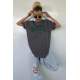 Women Printed Oversize Smoke Gray T-Shirt MG1230 - Füme