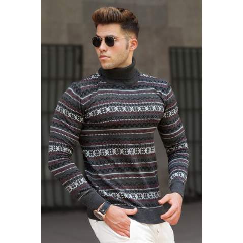 Madmext Men Turtleneck Anthracite Knitted Sweater 5170 - Antrasit