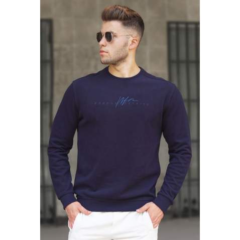 Madmext Men Crewneck Navy Blue Sweatshirt 5154 - Lacivert