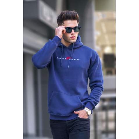 Navy Blue Basic Hoodie Sweatshirt 6002 - Lacivert