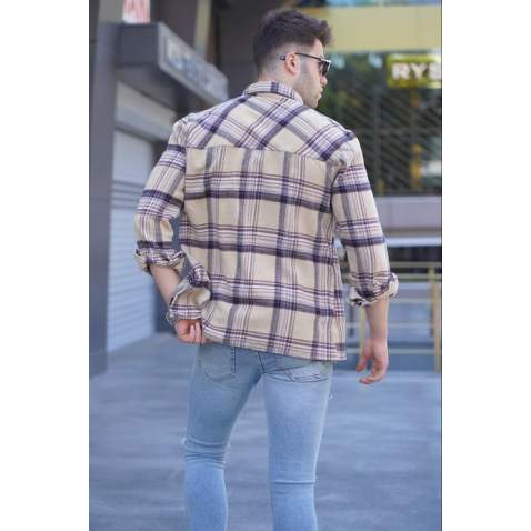 Beige Plaid Shirt 5542 - Bej