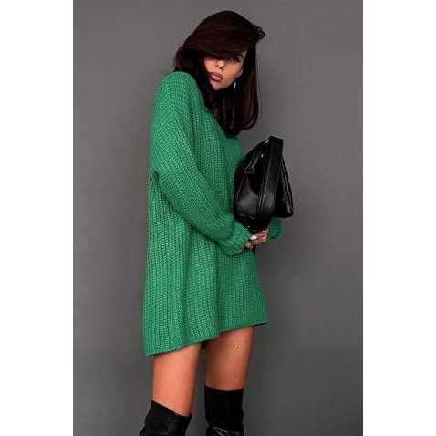 Mad Girls Oversize Green Sweater MG1344 - Yeşil