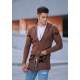 Madmext Men Patterned Brown Cardigan with Hoodie 2123 - Kahverengi