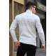 White Turtleneck Knitwear Sweater 5970 - Kemik rengi