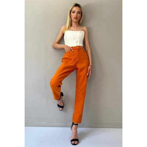 Mad Girls Mom Wear Orange Jeans MG1336 - Turuncu