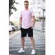 Madmext Men Soft Pink/Black T-shirt/Shorts Set 5655 - Pudra/siyah