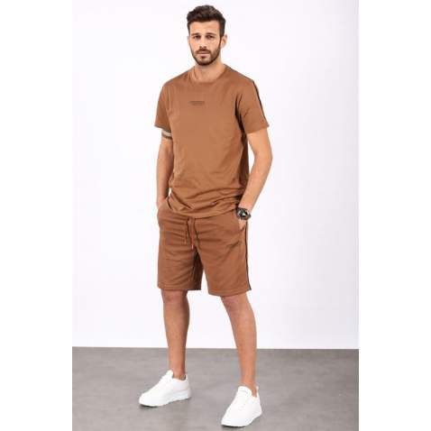 Madmext Men Oversize Brown Shorts Set 5376 - Kahverengi