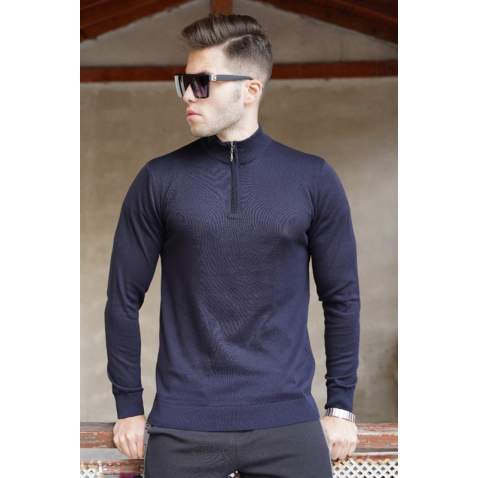 Madmext Men Navy Blue Sweatshirt 5176 - Lacivert