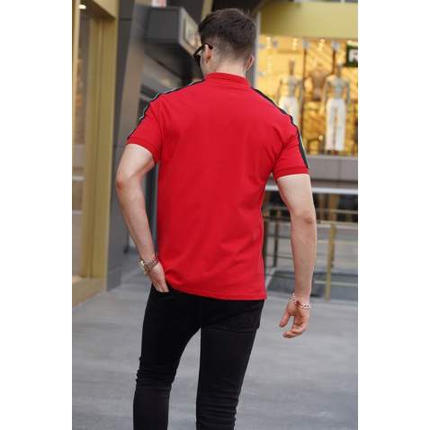 Men Embroided Red Polo T-Shirt 5875 - Kırmızı