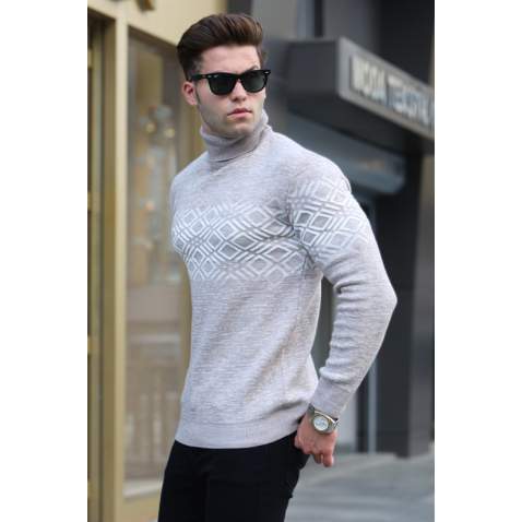 Mink Gray Turtleneck Knitwear Sweater 5970 - Vizon