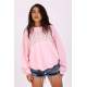 Mad Girls Printed Pink Sweatshirt Mg1204 - Pembe