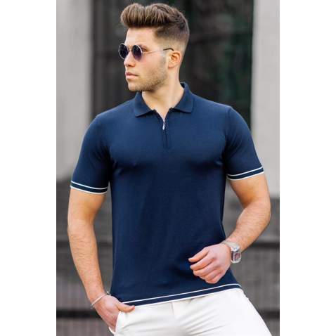 Madmext Men Navy Blue Polo T-shirt 5090 - Lacivert