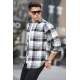 Madmext Men Plain Gray Plaid Shirt 5519 - Gri