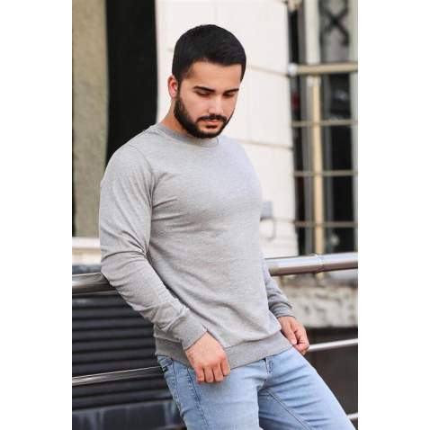 Madmext Grey Basic Sweatshirt 4119 - Gri