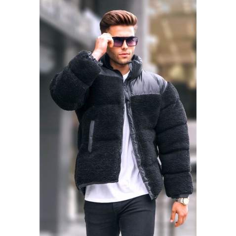 Black Puffer Fur Jacket 5793 - Siyah