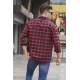 Red Chequered Design Plaid Shirt 5564 - Kırmızı