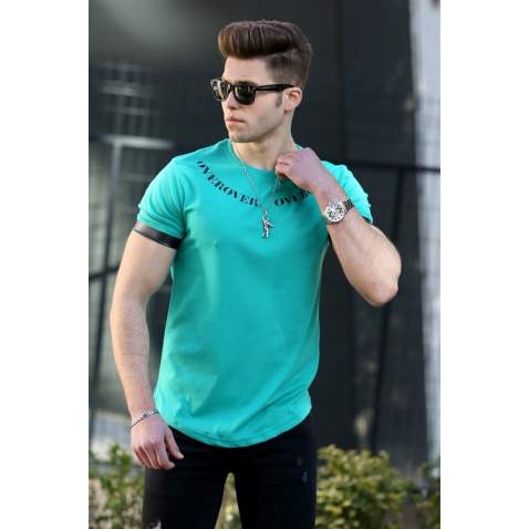 Madmext Green Printed T-shirt for Men 4464 - Yeşil