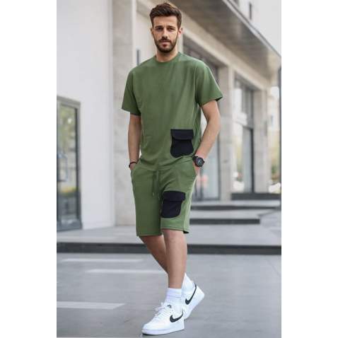 Men Khaki Green Shorts Set 5901 - Haki yeşili