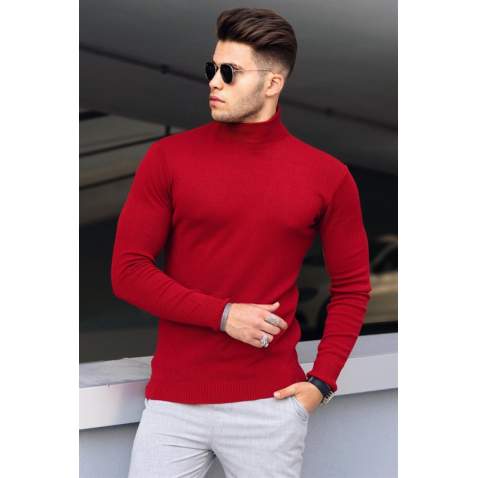 Madmext Red Mock Turtleneck Men Jumper 9419 - Kırmızı