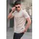 Men Basic Beige Polo T-Shirt 5885 - Bej