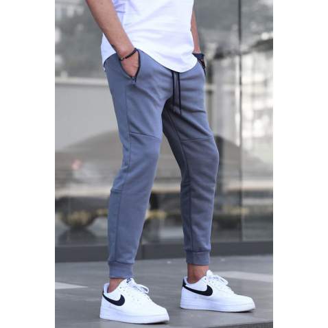 Men Smoke Gray Basic Jogger Trousers - Füme