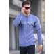 Royal Blue Designed Knitwear Sweater 5972 - Havacı mavi