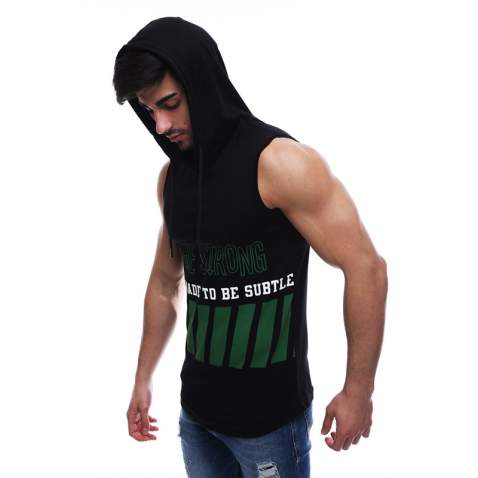 Madmext Men Black Tank Top Hoodie 2858 - Siyah