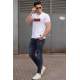 Madmext White Printed T-shirt for Men 4589 - Beyaz