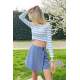 Women Crewneck Blue Striped Sweater - Mavi