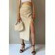 Beige Basic Linen Skirt MG1540 - Bej