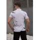 Men Designed White Polo T-Shirt - Beyaz