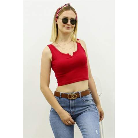 Mad Girls Red Crop Top MG362 - Kırmızı