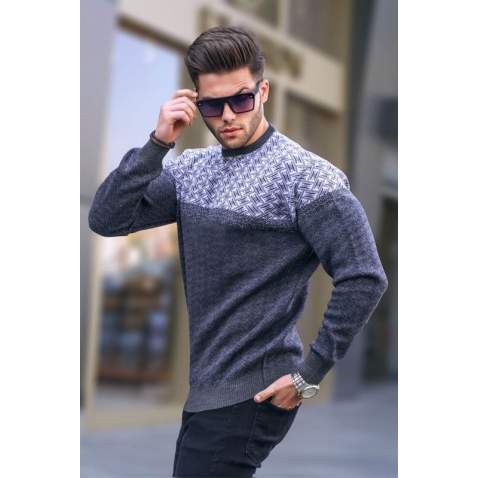 Anthracite Designed Knitwear Sweater 5977 - Antrasit