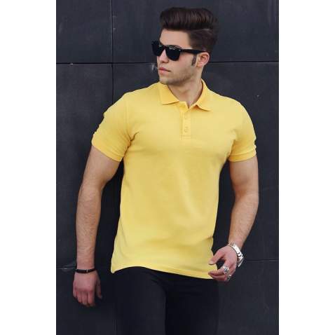 Madmext Yellow Basic Polo Shirt for Men 4550 - Sarı