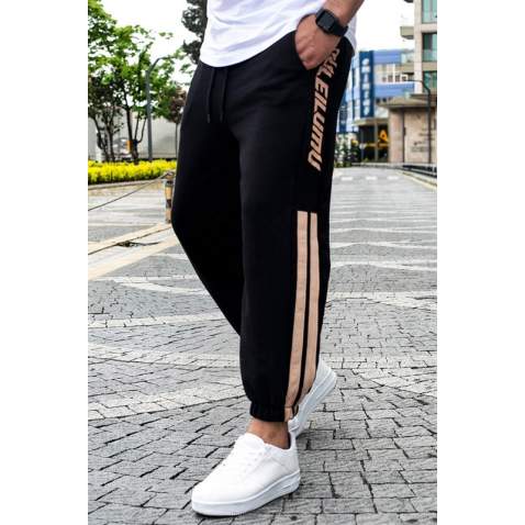 Madmext Men Oversize Short Cuffed Black Sweatpants 4833 - Siyah