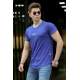 Madmext Men Blue Plain T-shirt 4516 - Saks