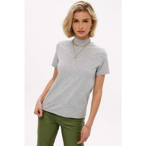 Mad Girls Turtleneck Gray T-shirt Mg1066 - Gri