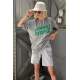 Women Printed Oversize Dye Gray T-Shirt MG1489 - Boyalı gri