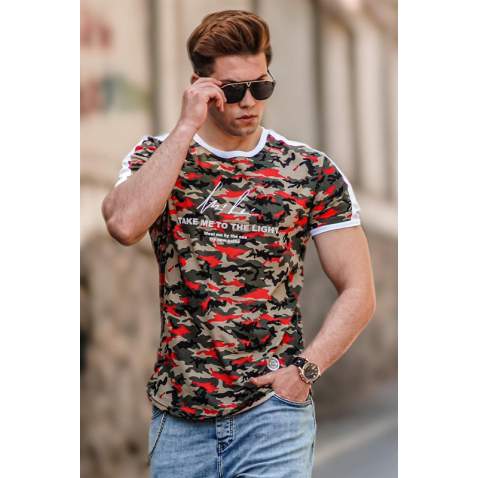 Madmext Mixed Colours Shoulder Striped T-shirt for Men-2 4618 - Kamuflaj