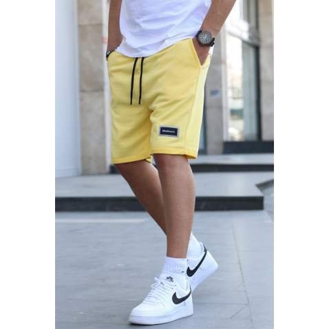 Men Basic Yellow Capri Shorts - Sarı