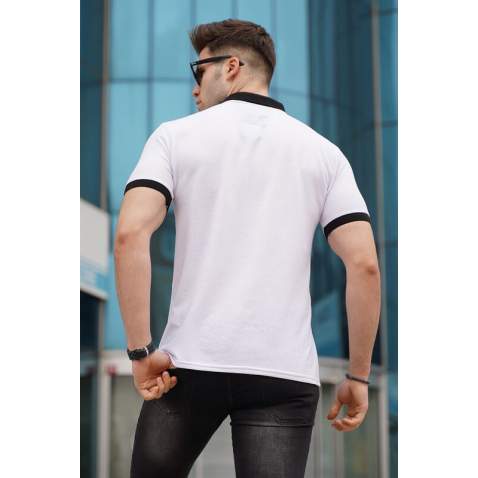 Men Basic White Polo T-Shirt - Beyaz