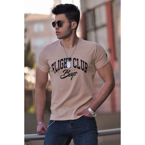 Madmext Camel Printed T-shirt for Men 4591 - Camel