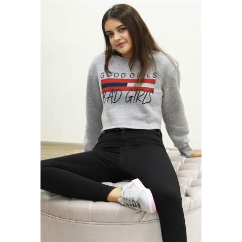 Mad Girls Gray Sweatshirt MG931 - Gri