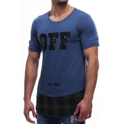 Madmext Men Printed Indigo T-shirt 2576 - İndigo