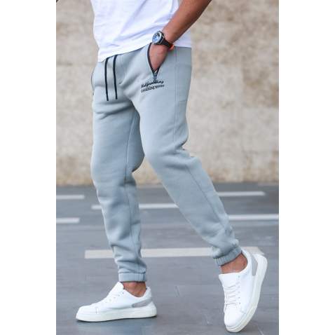 Madmext Light Gray Embroidered Sweatpants For Men 5434 - Boyalı gri