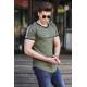 Madmext Men Shoulder Stripe Khaki T-shirt 4101 - Haki