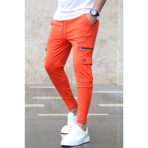 Madmext Orange Zipper Detailed Sweatpants 2937 - Turuncu