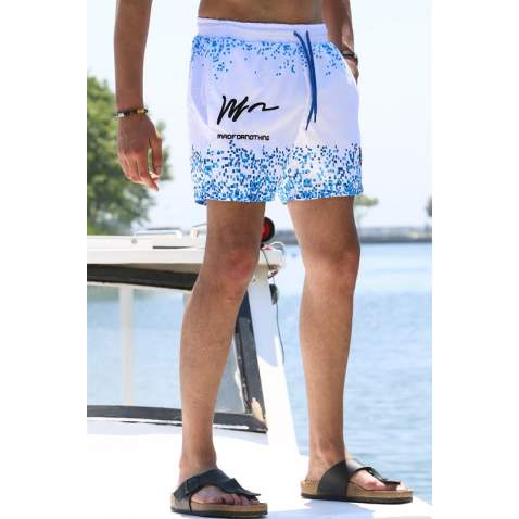 Blue Printed Swim Shorts 5782 - Mavi